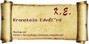 Kronstein Edvárd névjegykártya